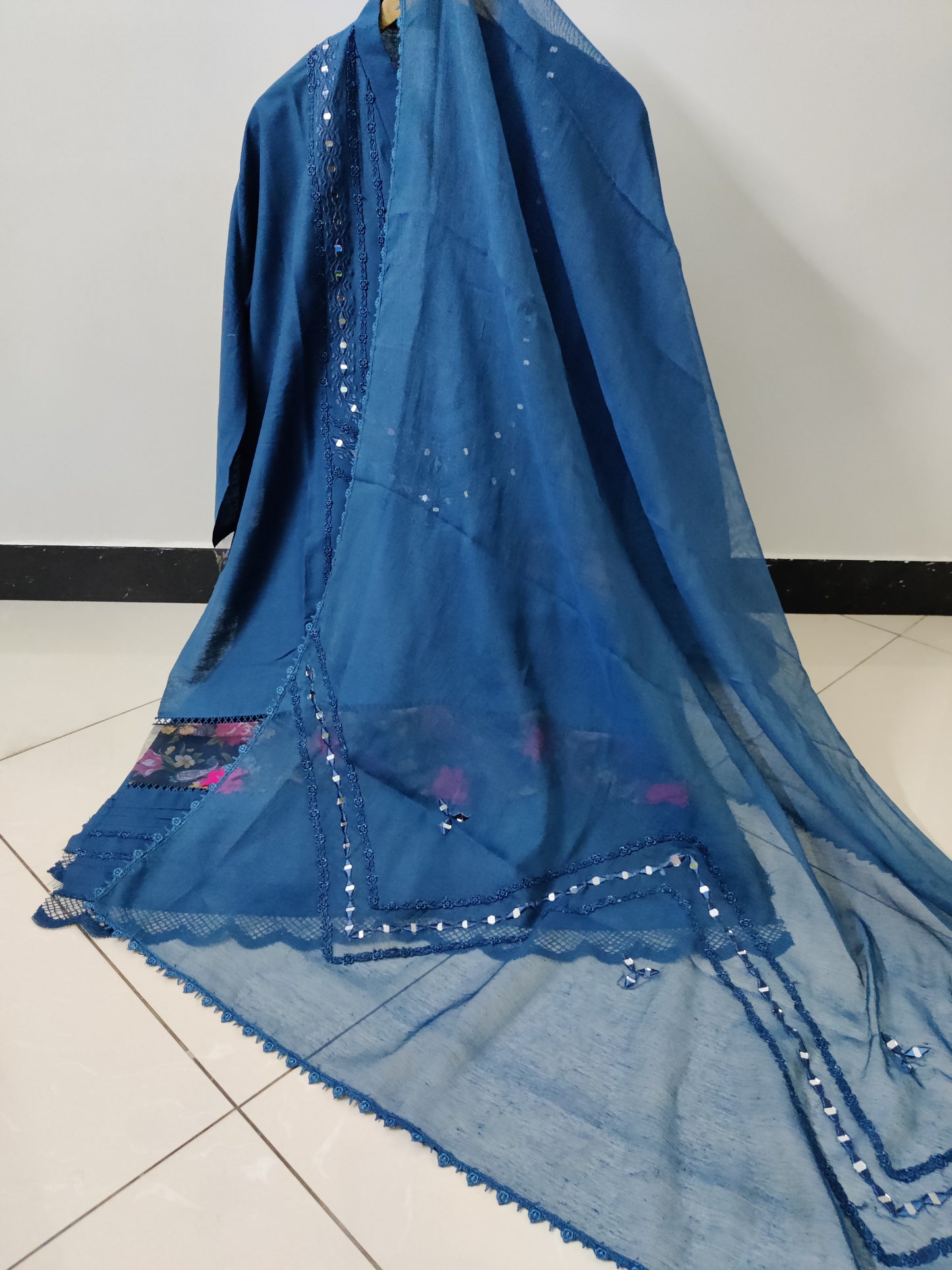Pure Soft Khaddar Teal blue 2pc