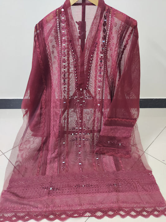 Maroon Mirror Laced 2pc