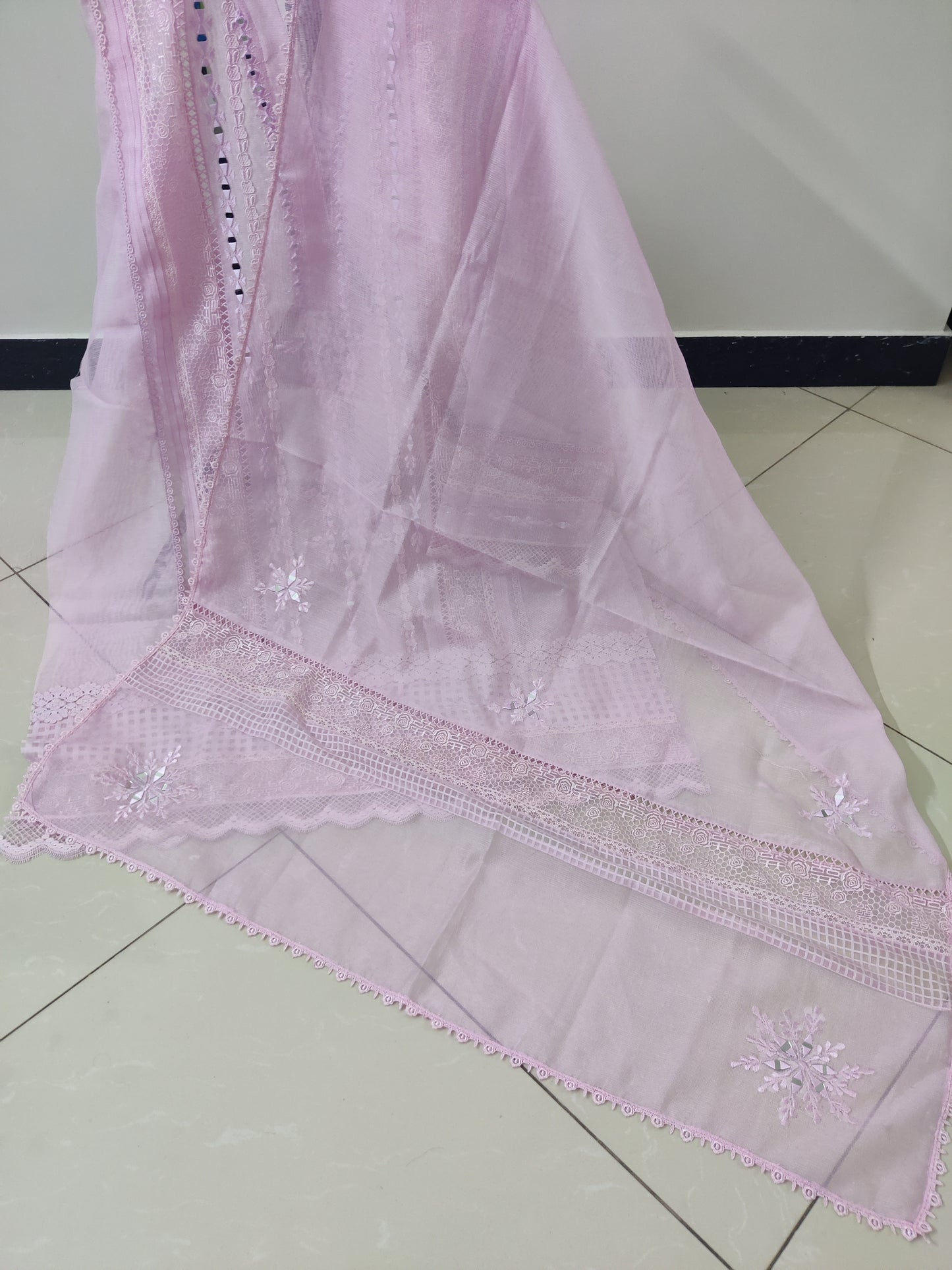 Baby Pink Mirror Laced 2pc