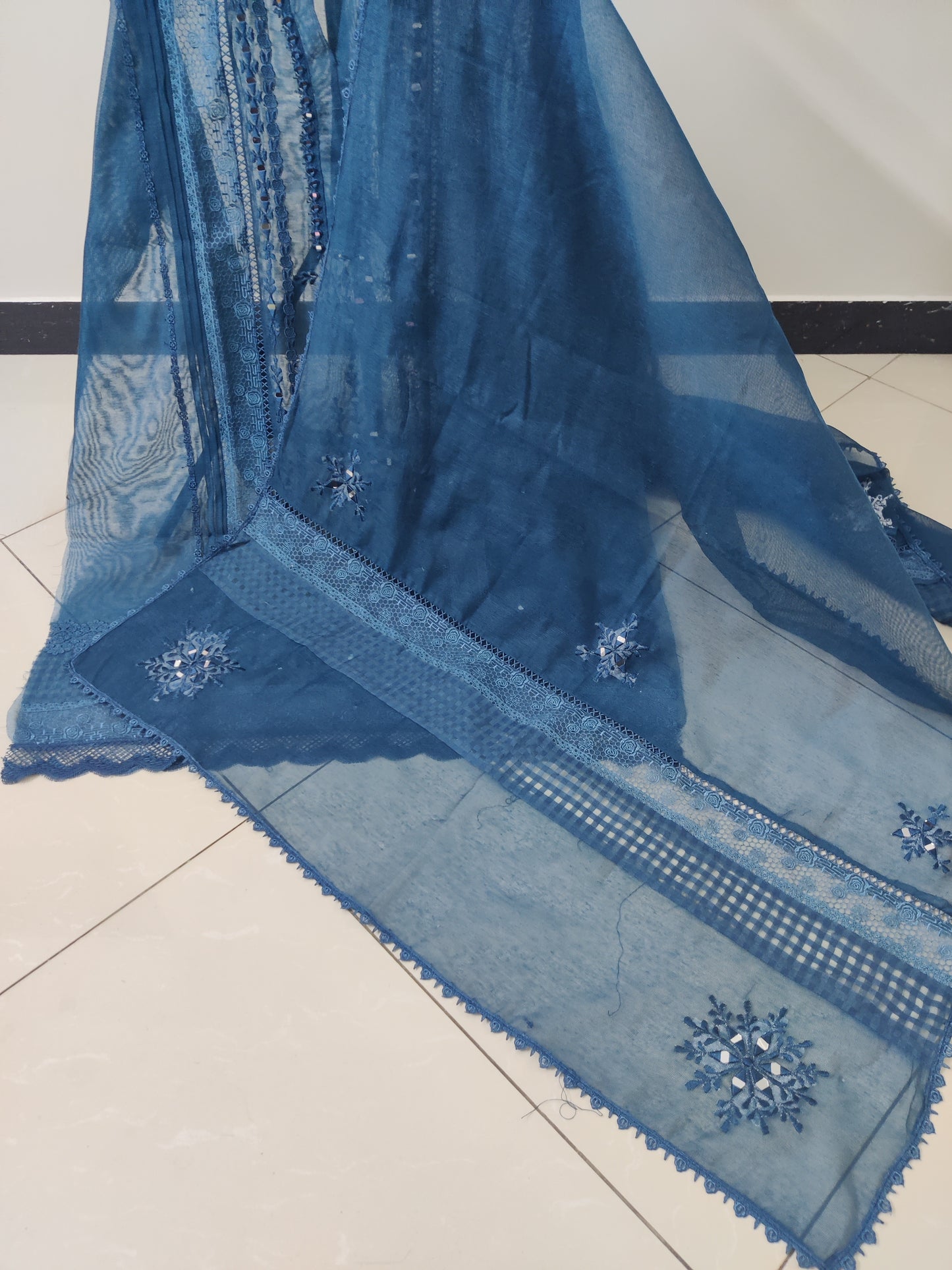 Teal Peacock Mirror Laced 2pc
