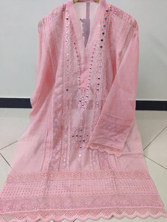 Peachy Pink Mirror Laced 2pc