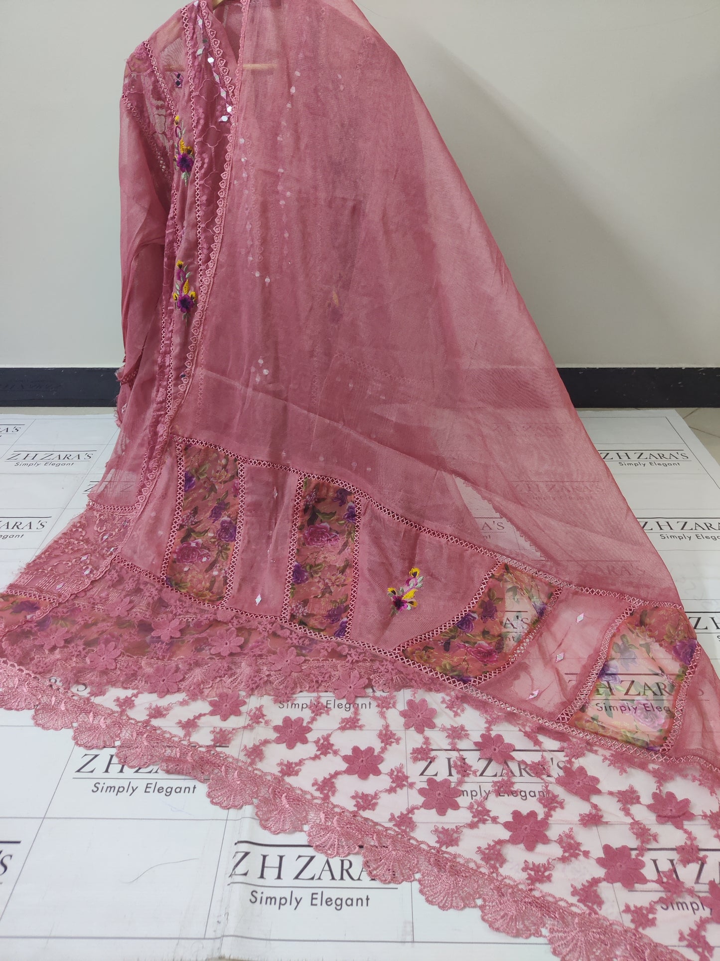 Dark Teapink Digital Embroidery 3pc