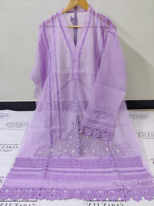 3d Cutwork Daman Lilac 2pc