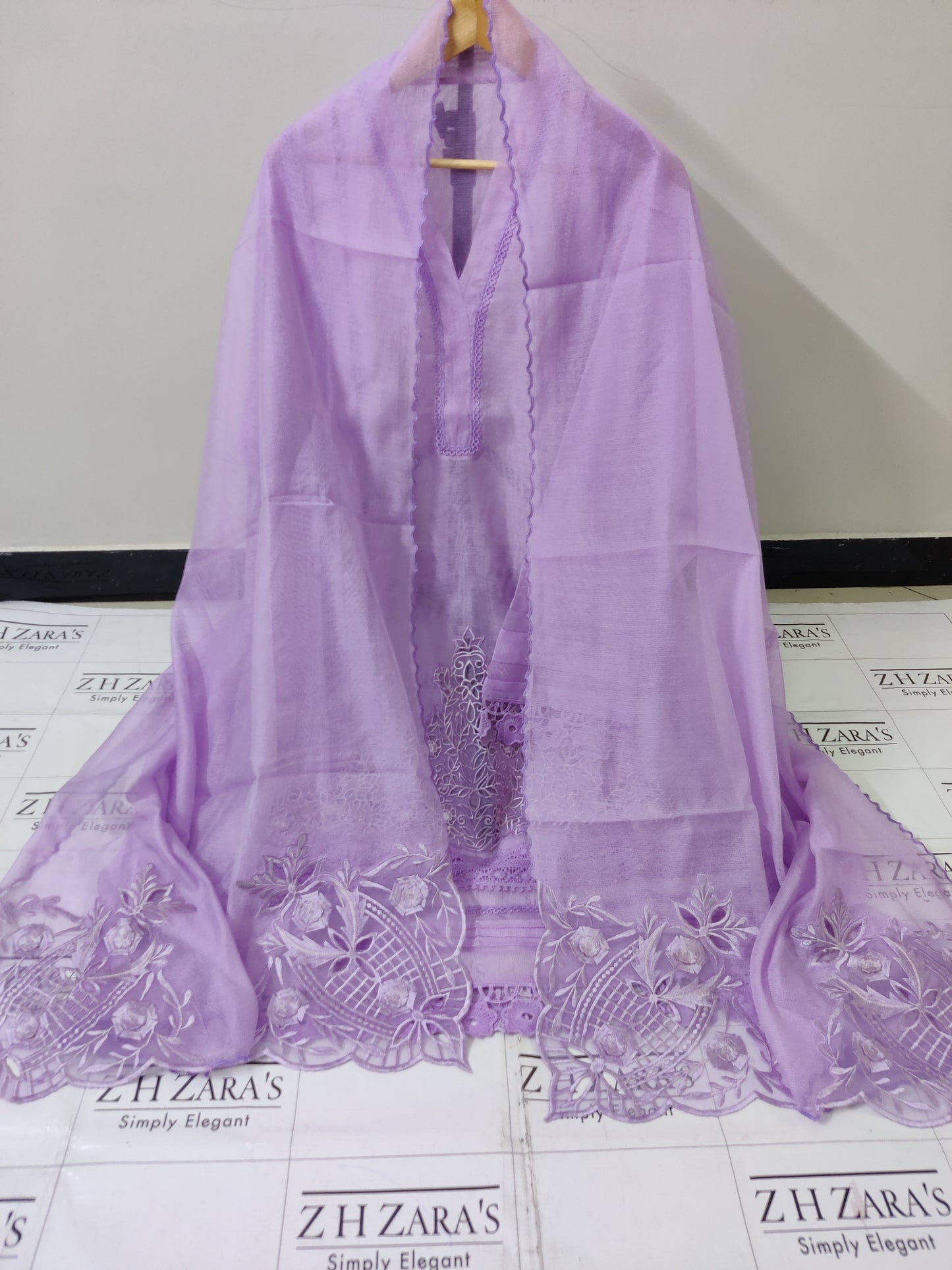 3d Cutwork Daman Lilac 2pc
