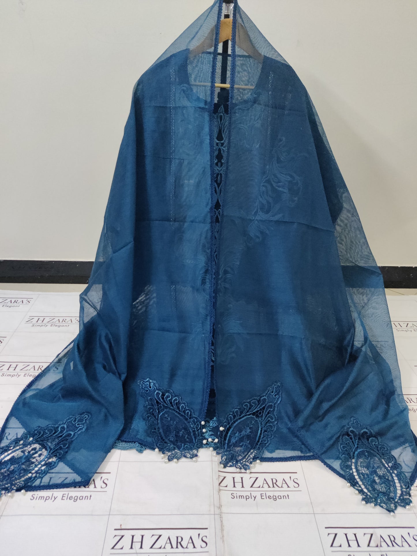 Peacock Blue Heavy EMB 2pc