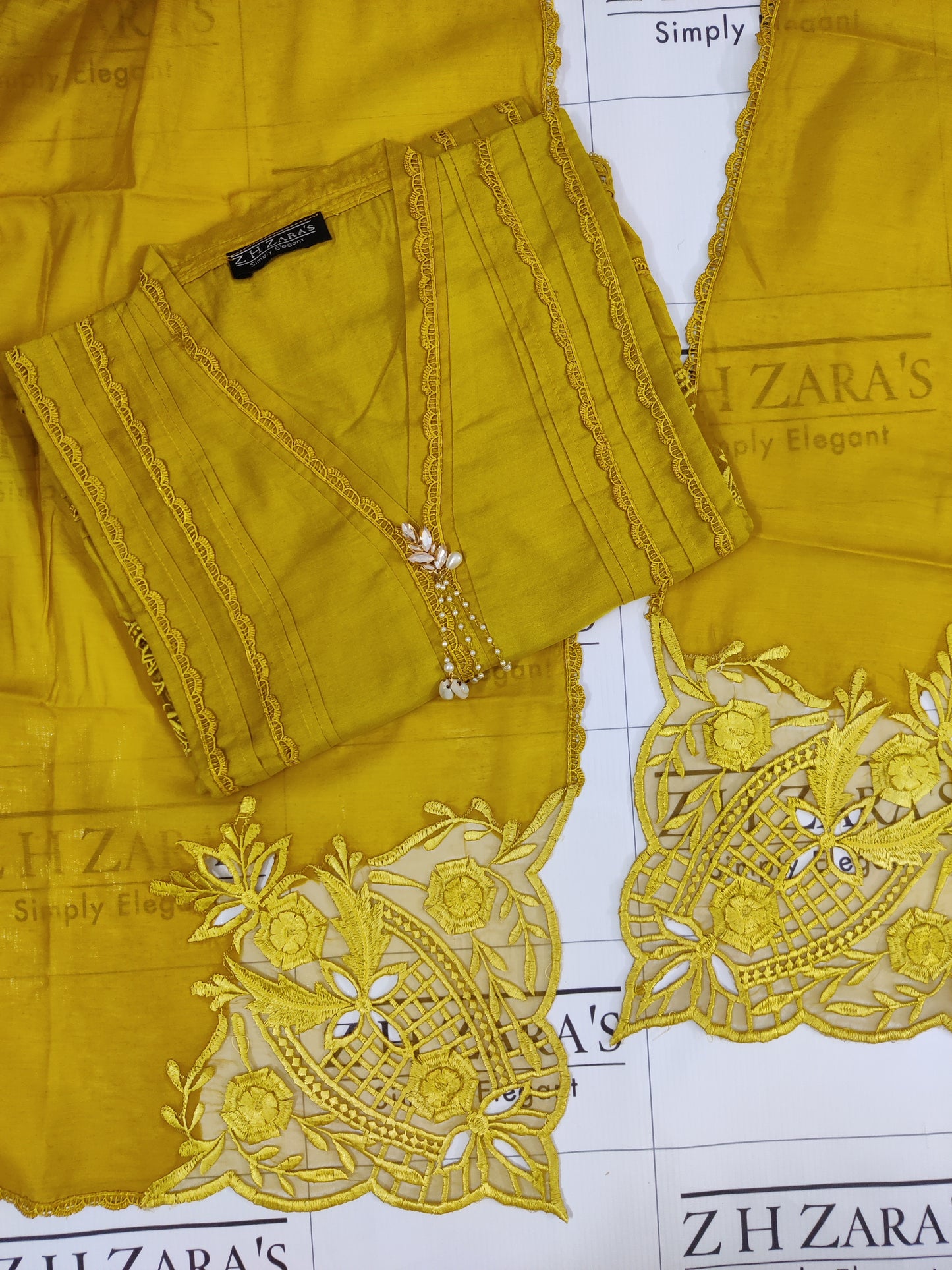 Mustard Cotton Silk 3pc