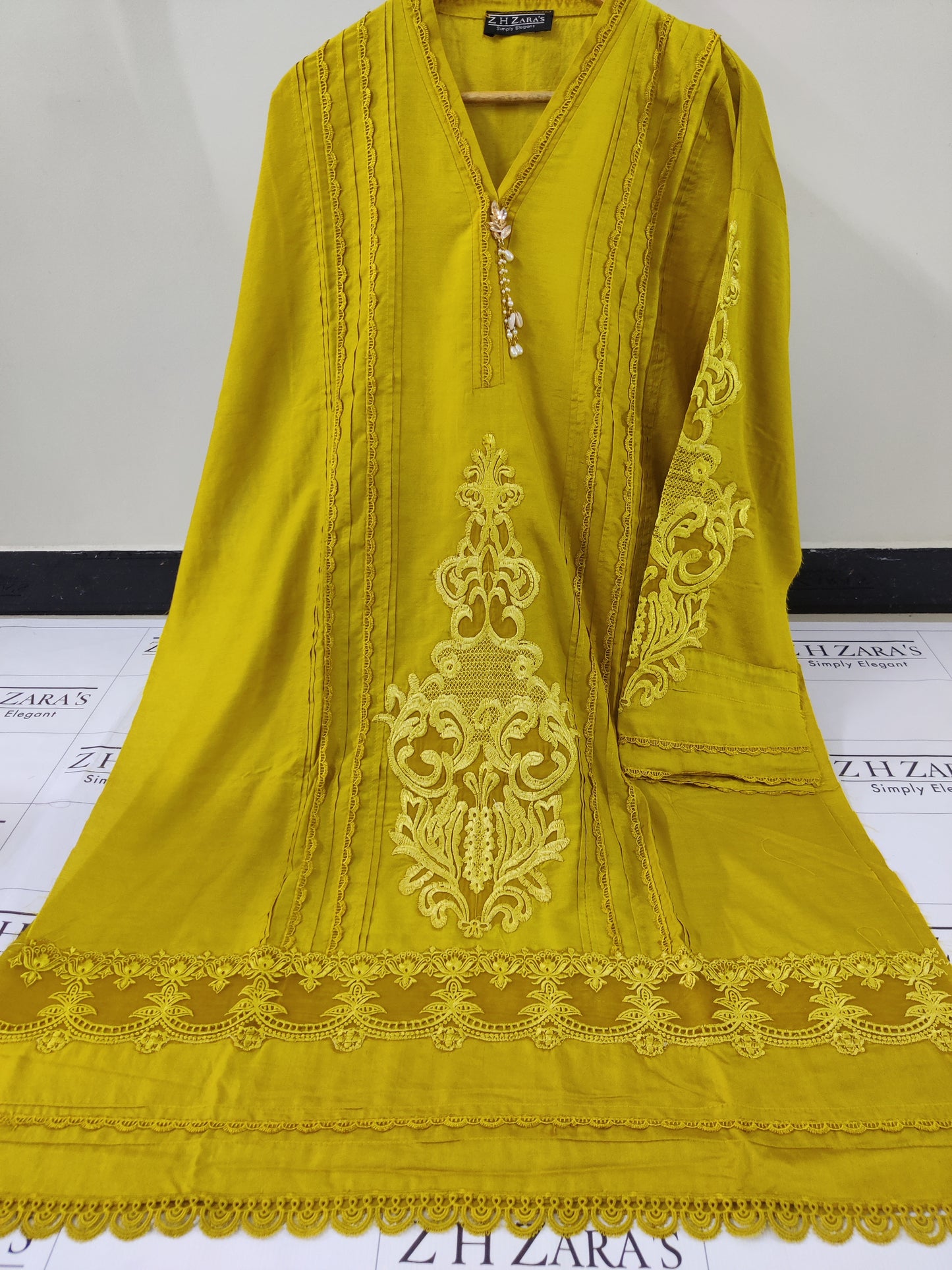 Mustard Cotton Silk 3pc
