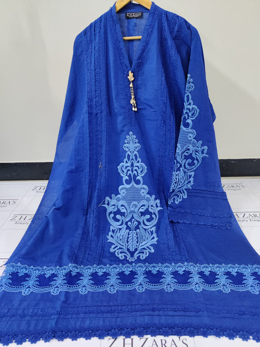 Ink Blue Cotton Silk 3pc