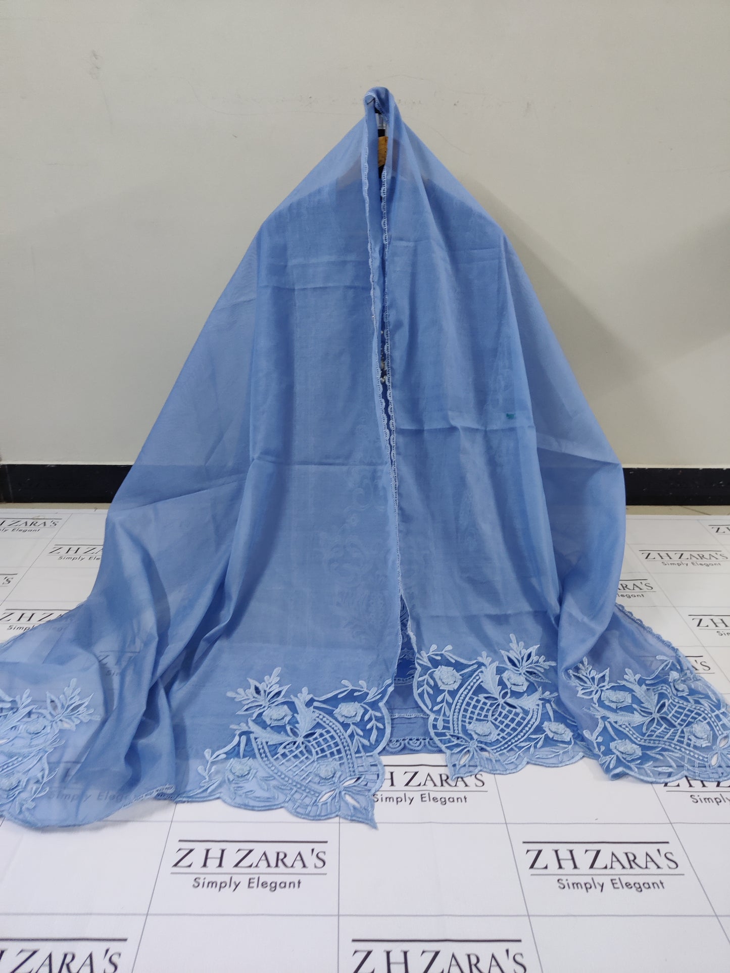 Ice Blue Viscose Lawn 3pc