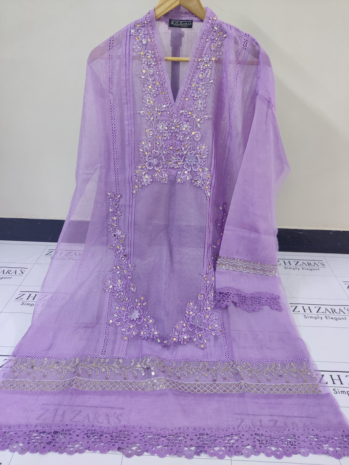 Purple Cutwork Handwork 2pc