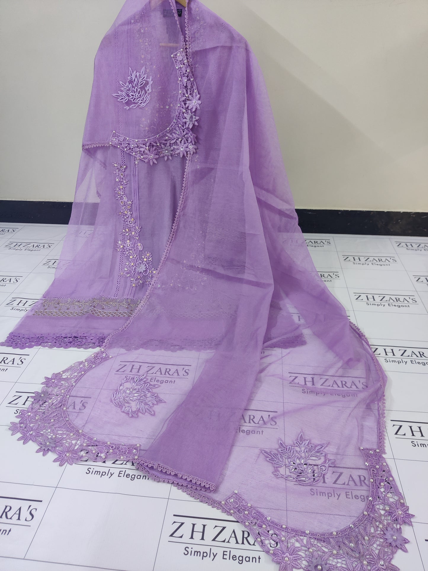 Purple Cutwork Handwork 2pc