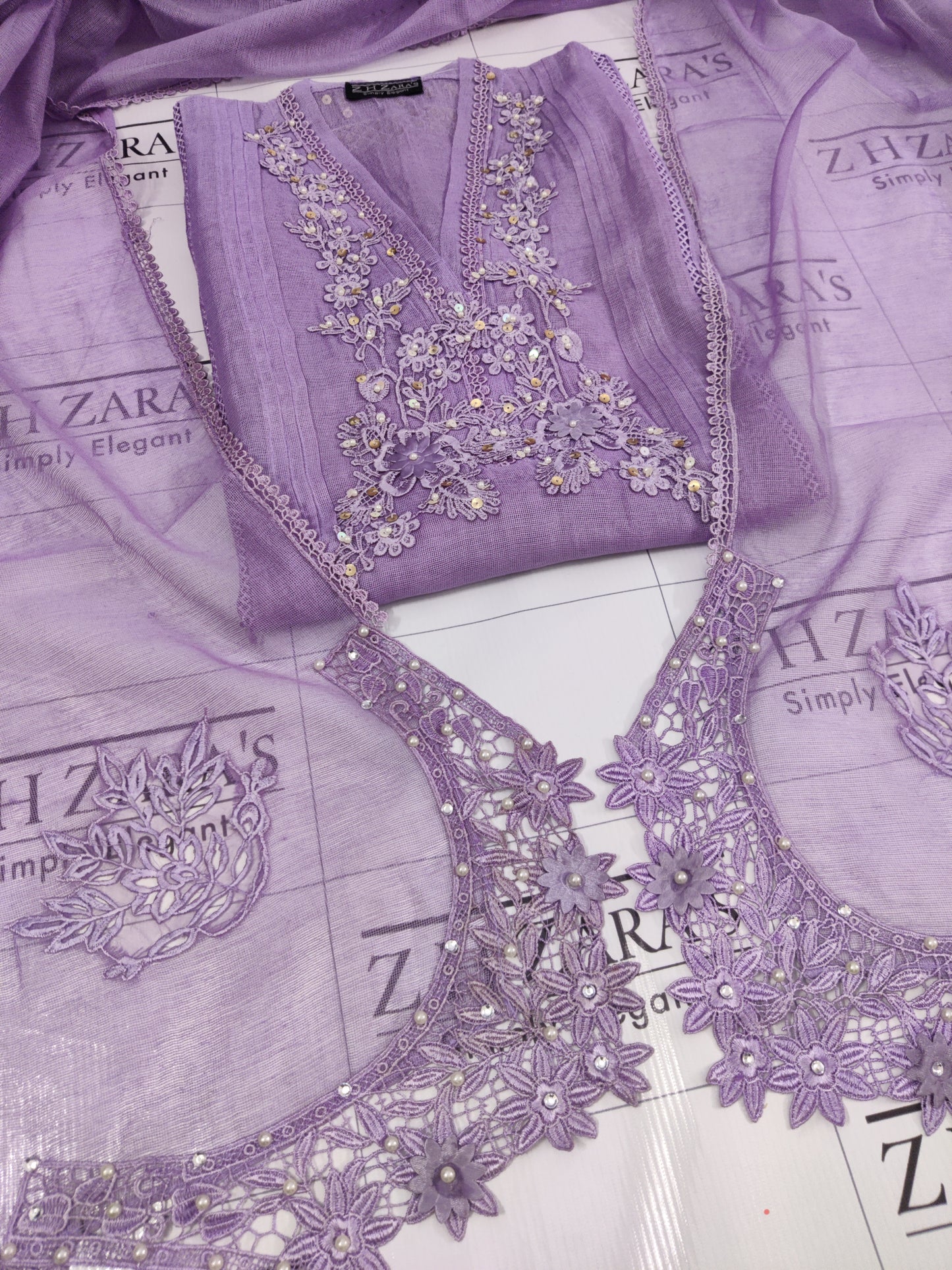 Purple Cutwork Handwork 2pc