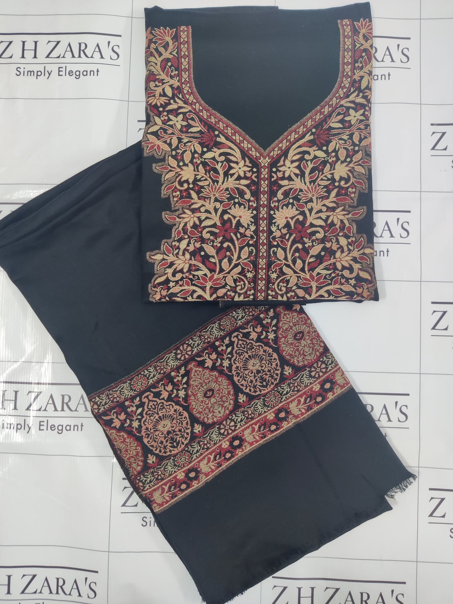 Black Kani Pashmina 3pc