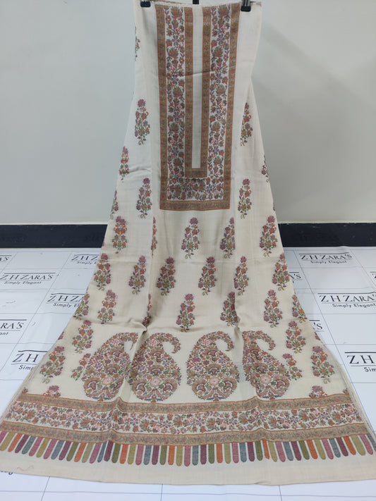 Cream Foan Jacquard Kani Pashmina 3pc