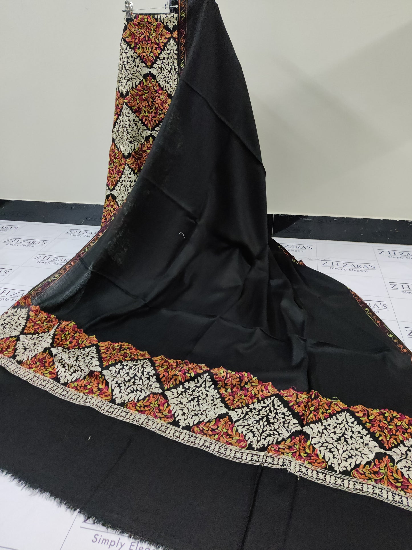 Black Embroidered Pashmina 3pc