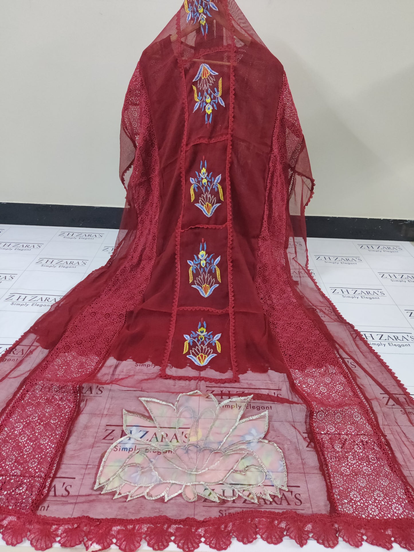 Heavy duppatta 3pc Red