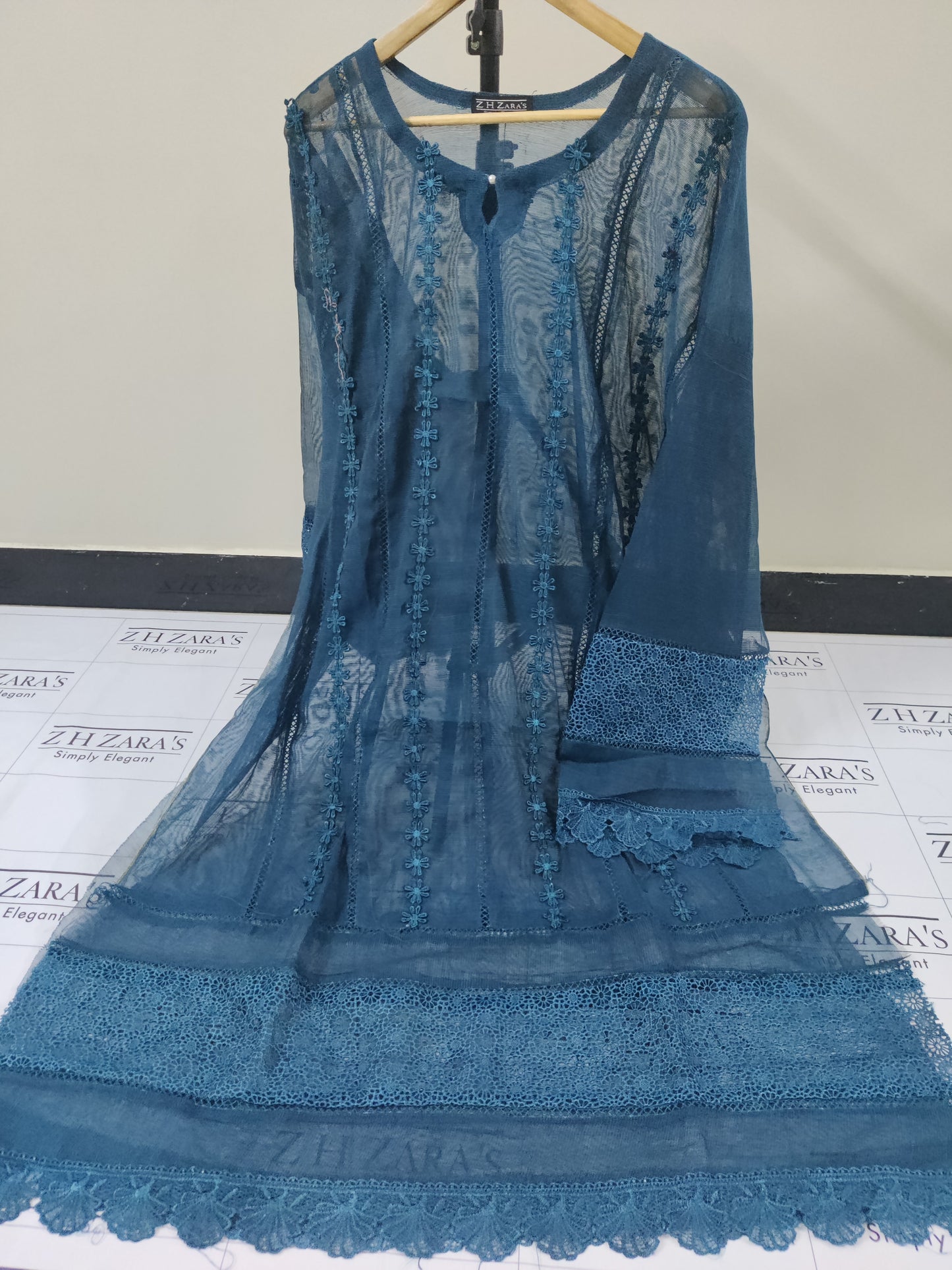 Heavy duppatta 3pc Peacock Blue