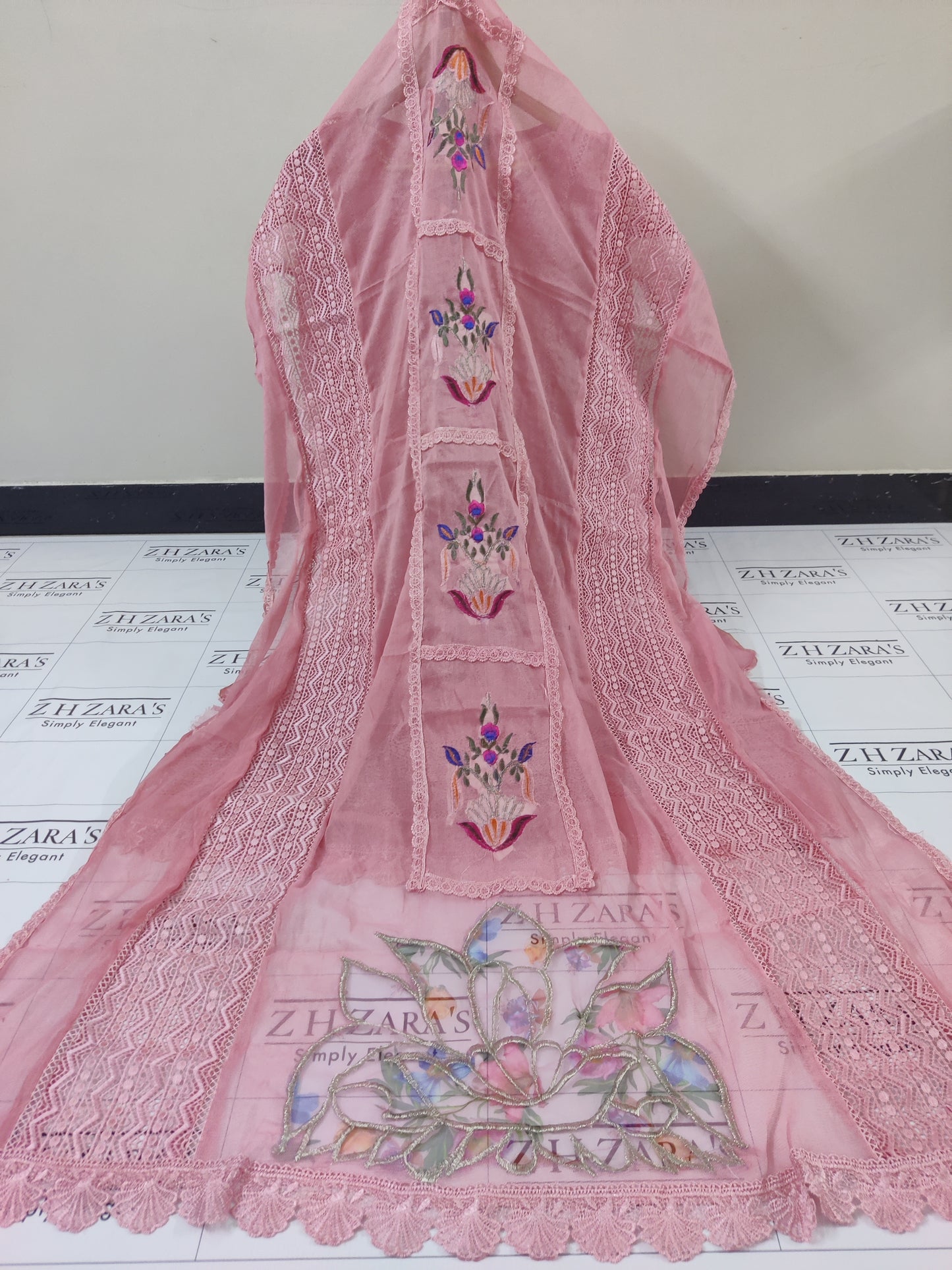 Heavy duppatta 3pc Tea Pink