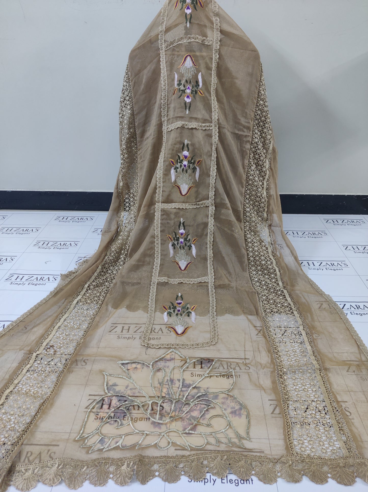 Heavy duppatta 3pc Coffee Beige