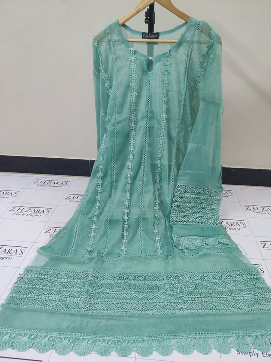 Heavy duppatta 3pc Aqua