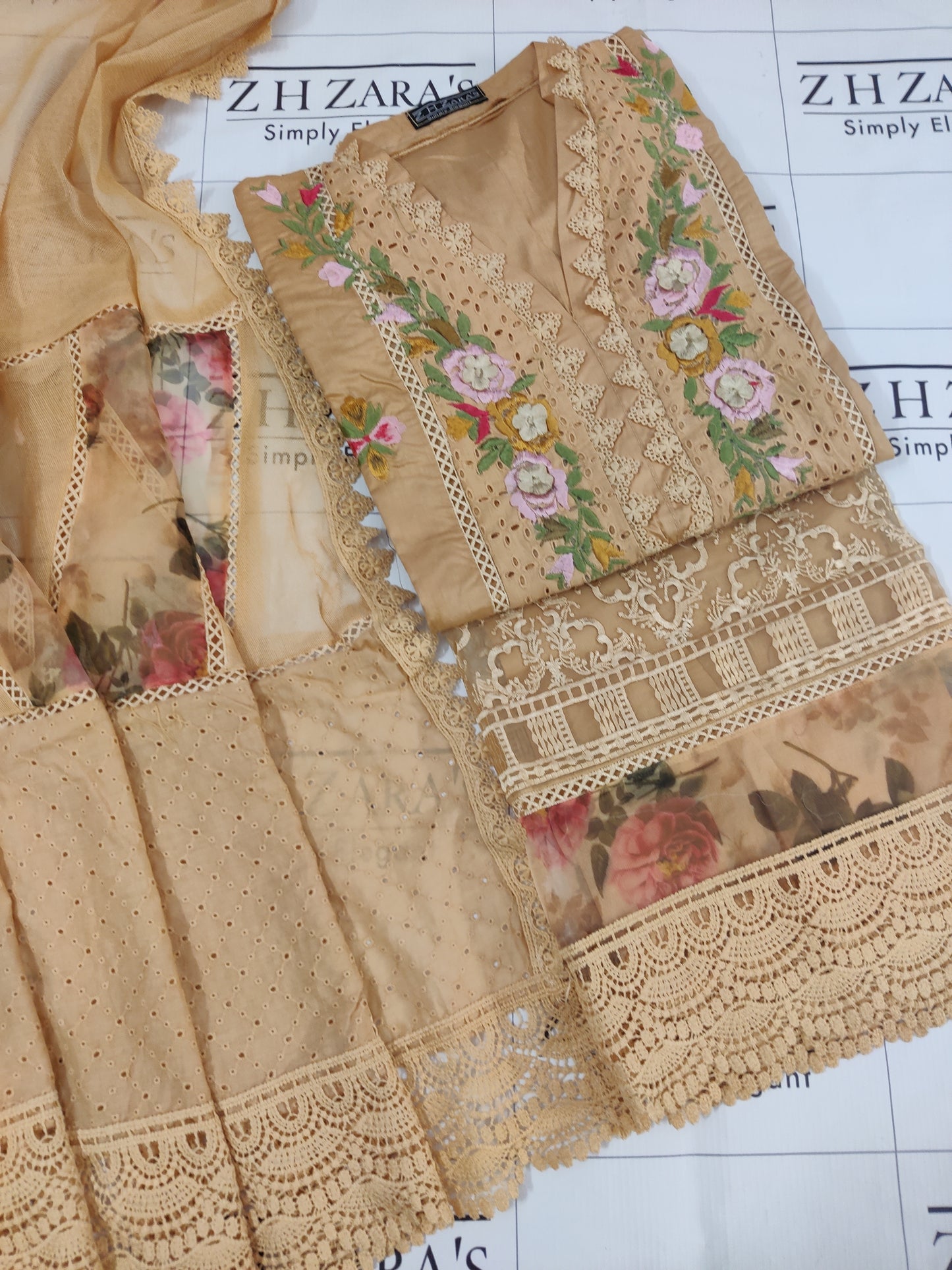 Luxury Lawn Coffee Beige 3pc