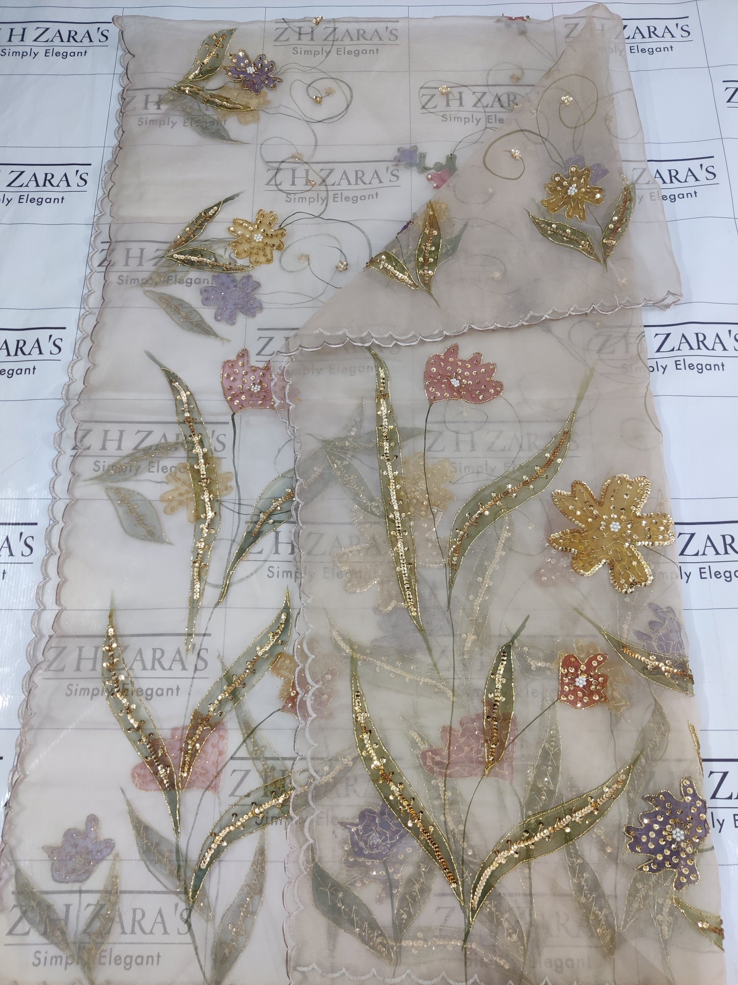 Coffee V2 Hand Embellished Hand Painted Cutwork 3pc