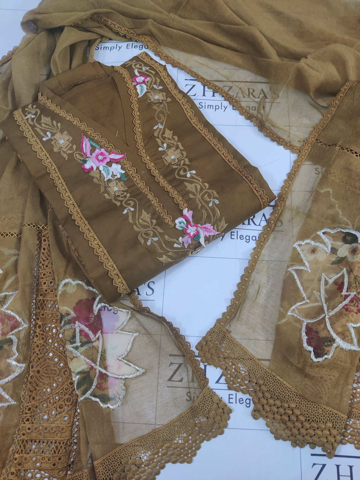 Hazel Brown Khaddar 3pc