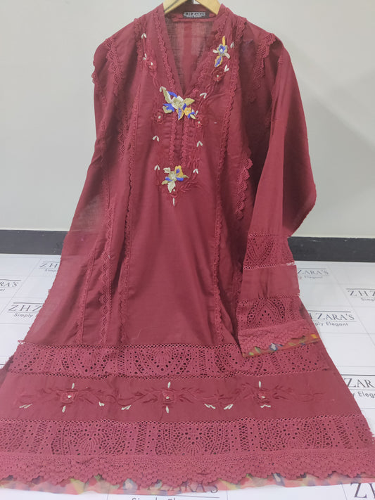 Maroon Khaddar 3pc