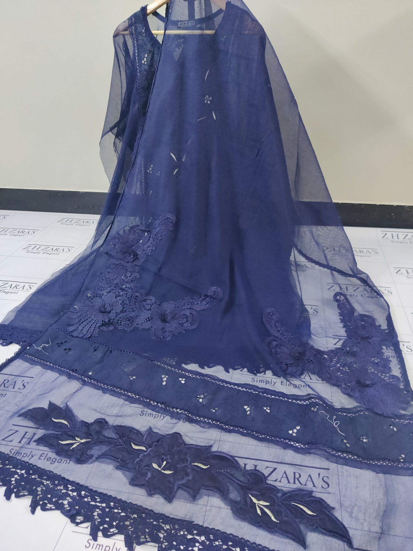 Silk applique 3pc Navy Blue