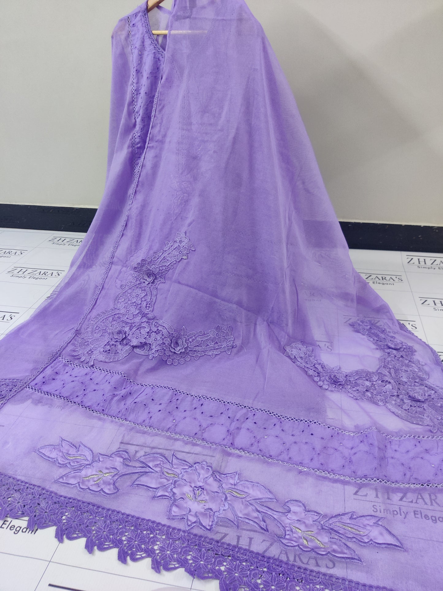 Silk applique 3pc Lilac Purple