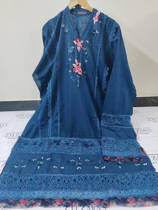 Peacock Blue Khaddar 3pc