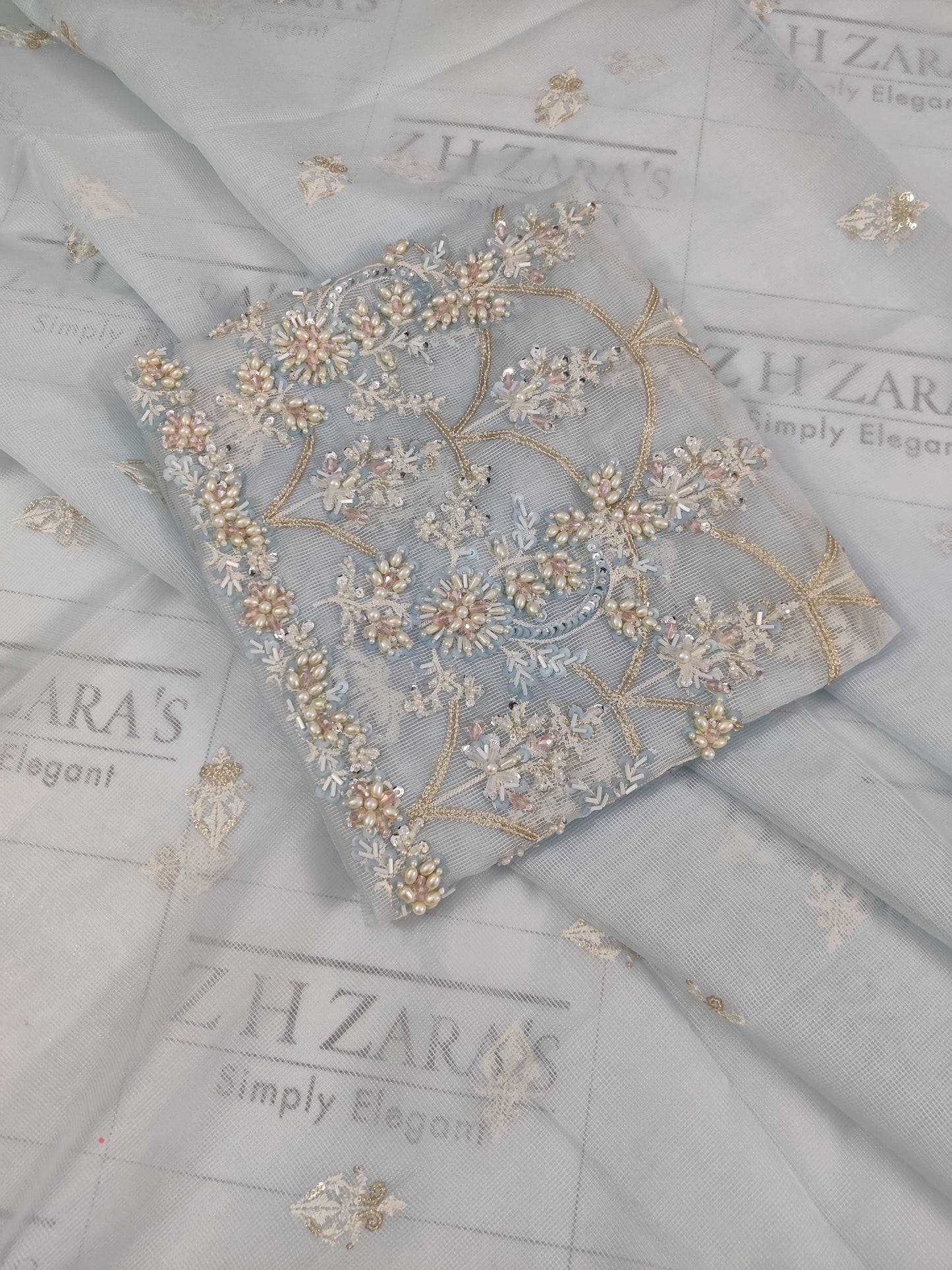 Signature Ice Blue Hand Embellished