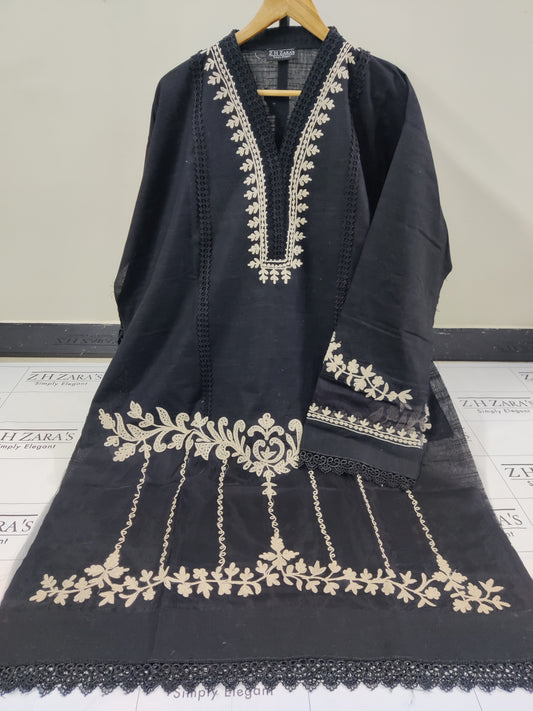 Khaddar Pashmina Black 3pc