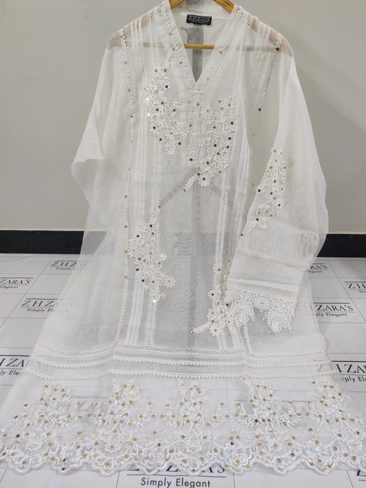White Cutwork Handwork 2pc