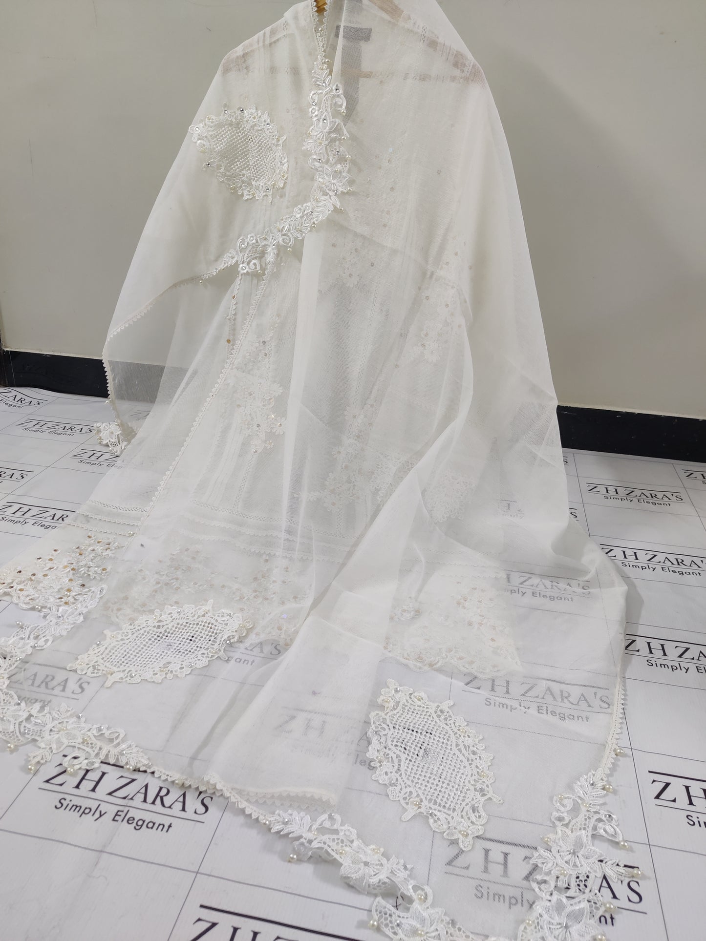 White Cutwork Handwork 2pc