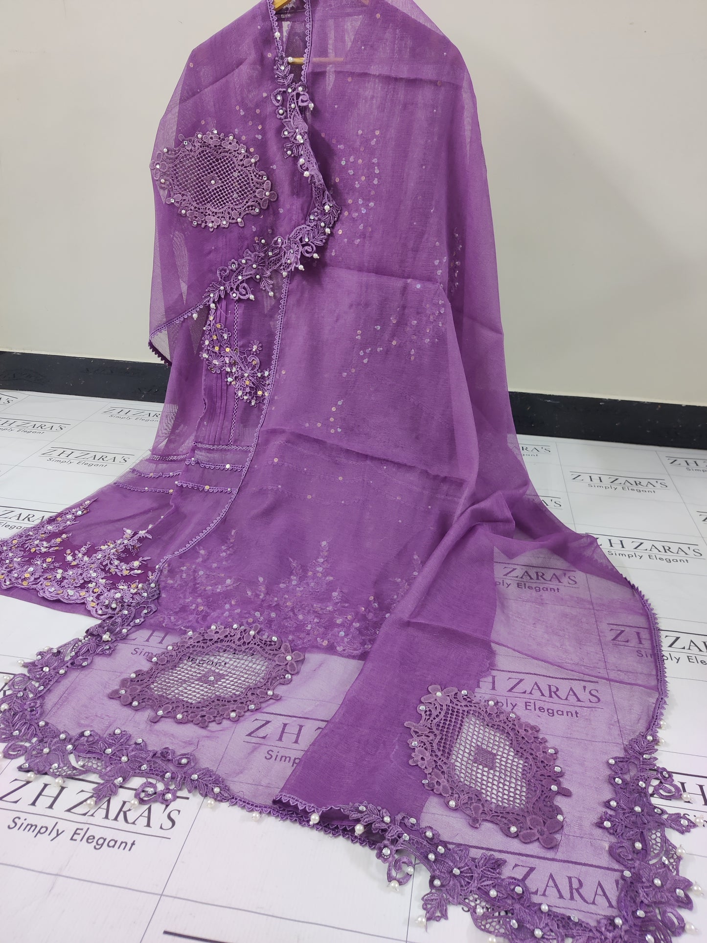 Purple Cutwork Handwork 2pc