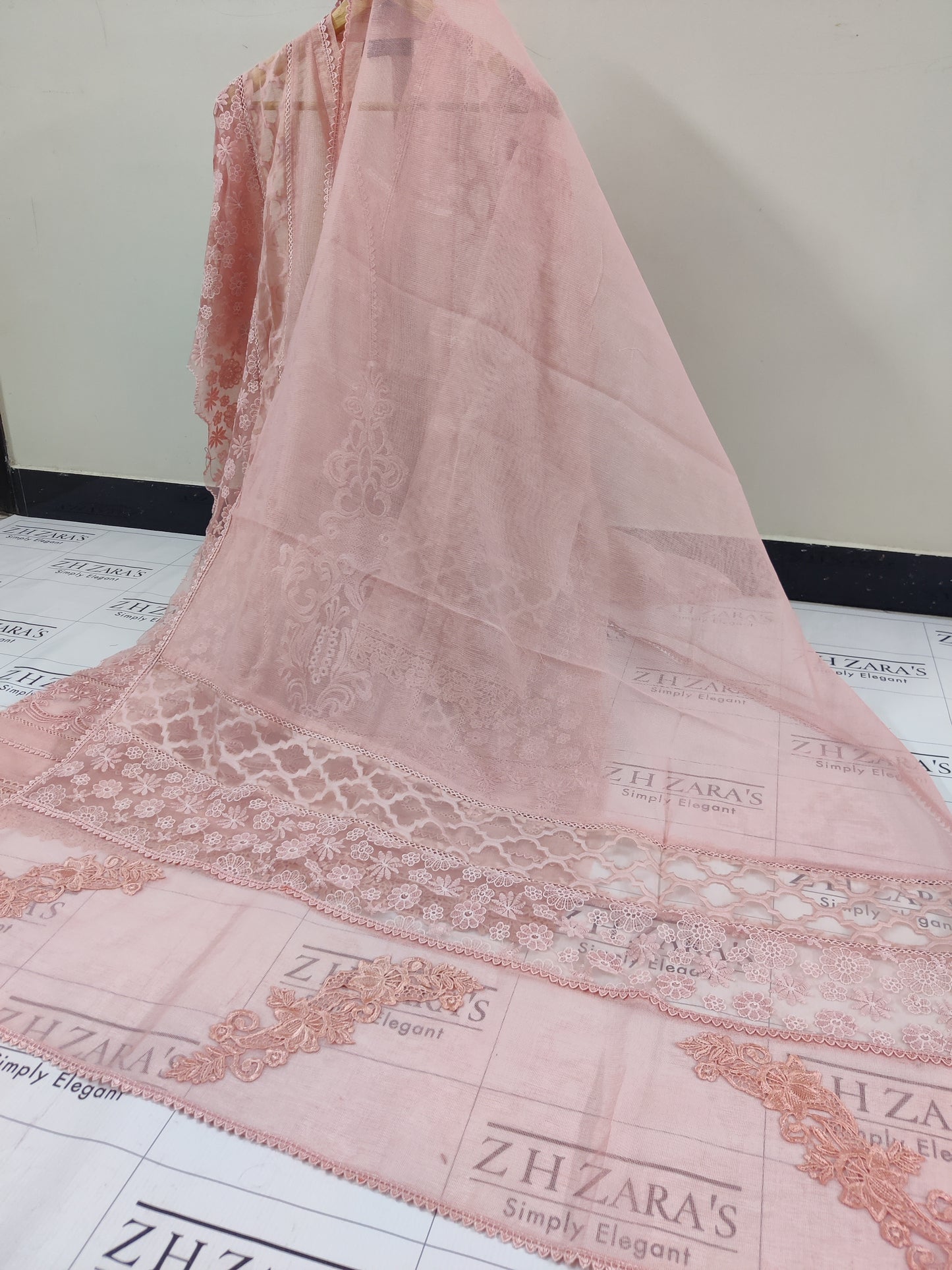 Peachy Pink Broshia Cutwork 2pc