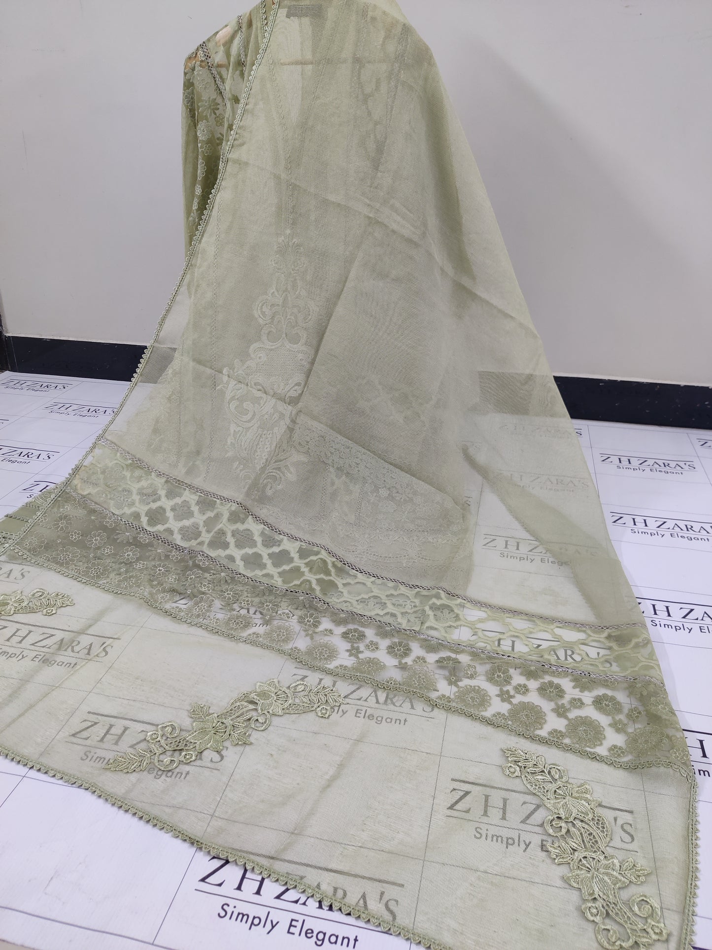 Olive Green Broshia Cutwork 2pc