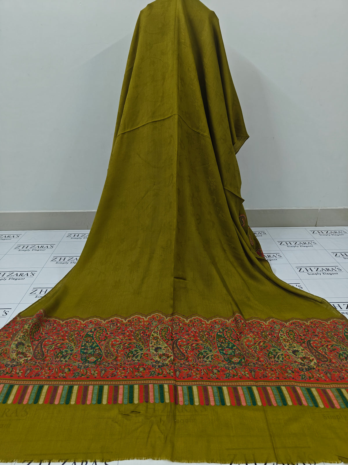 Dhani Green Full Kani Pashmina 3pc
