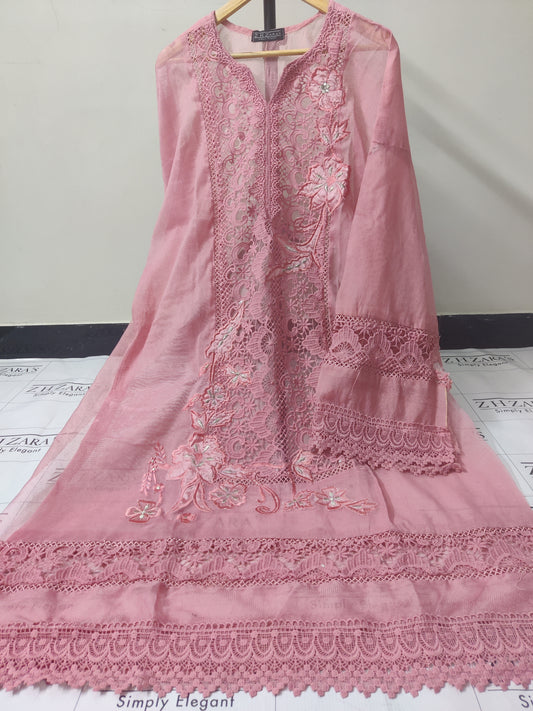 Silk Applique 3pc Peachy Pink