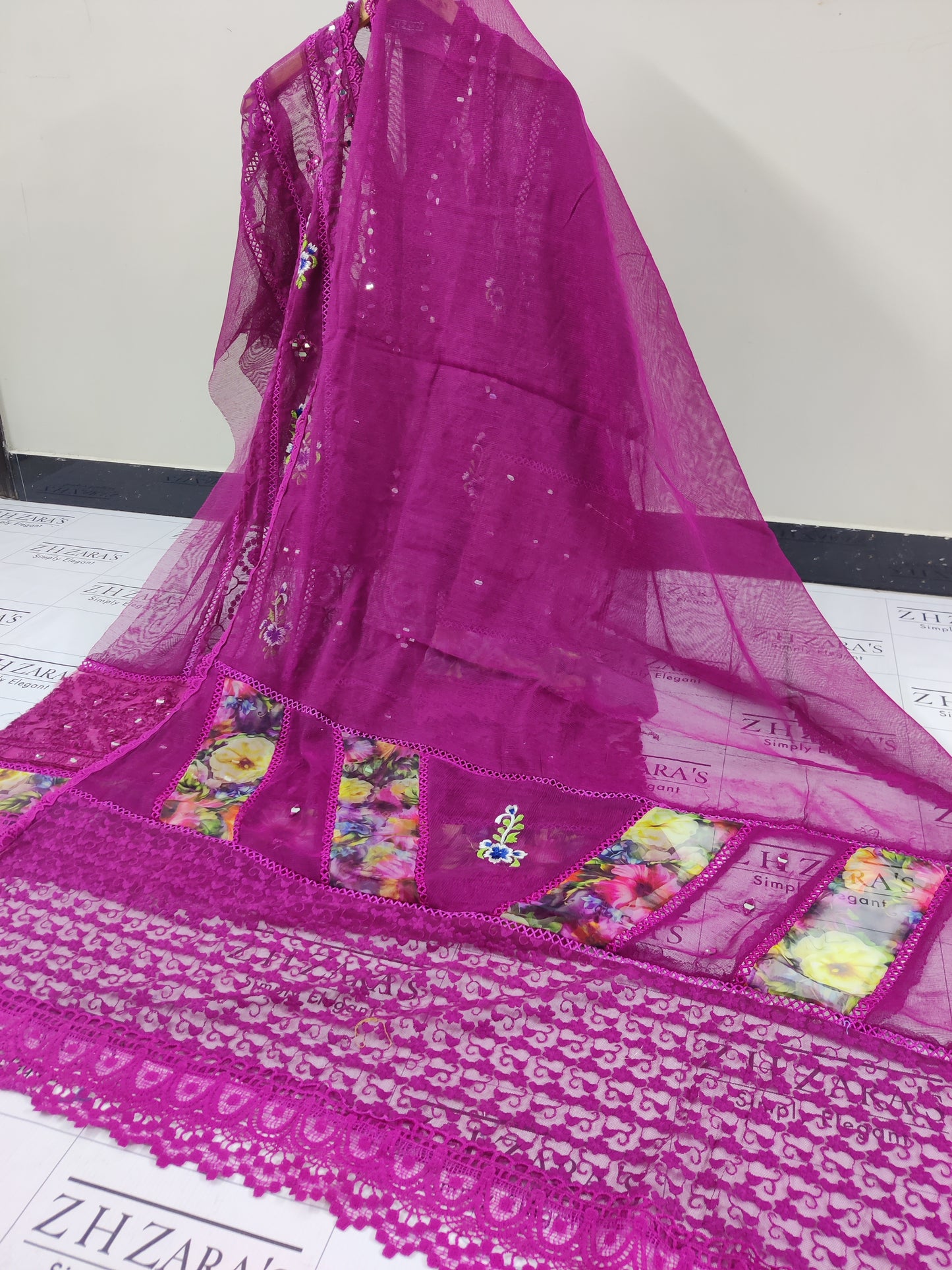 Hot Pink Digital Embroidery 3pc