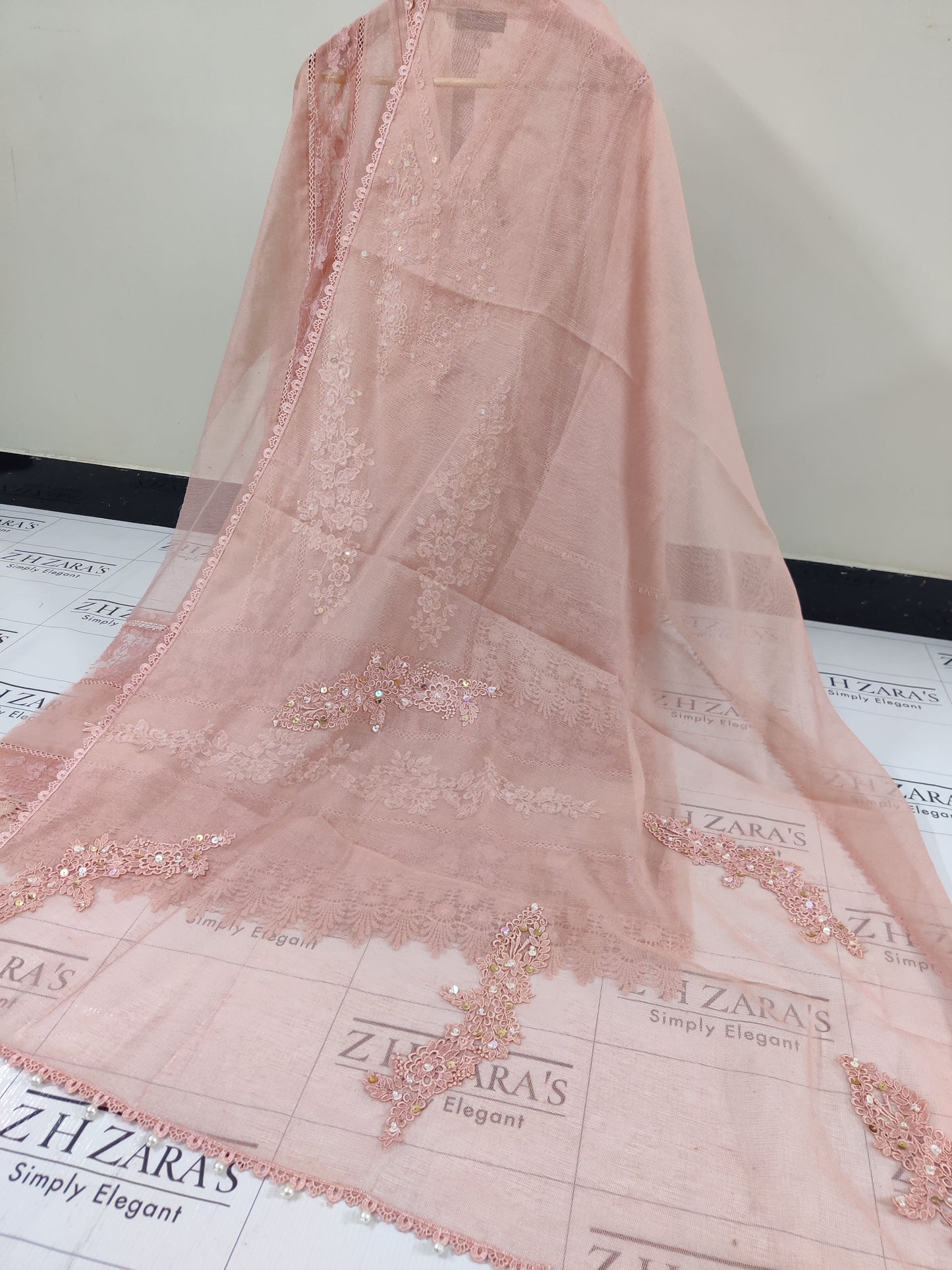 Peachy Pink V2 Cutwork Handwork 2pc