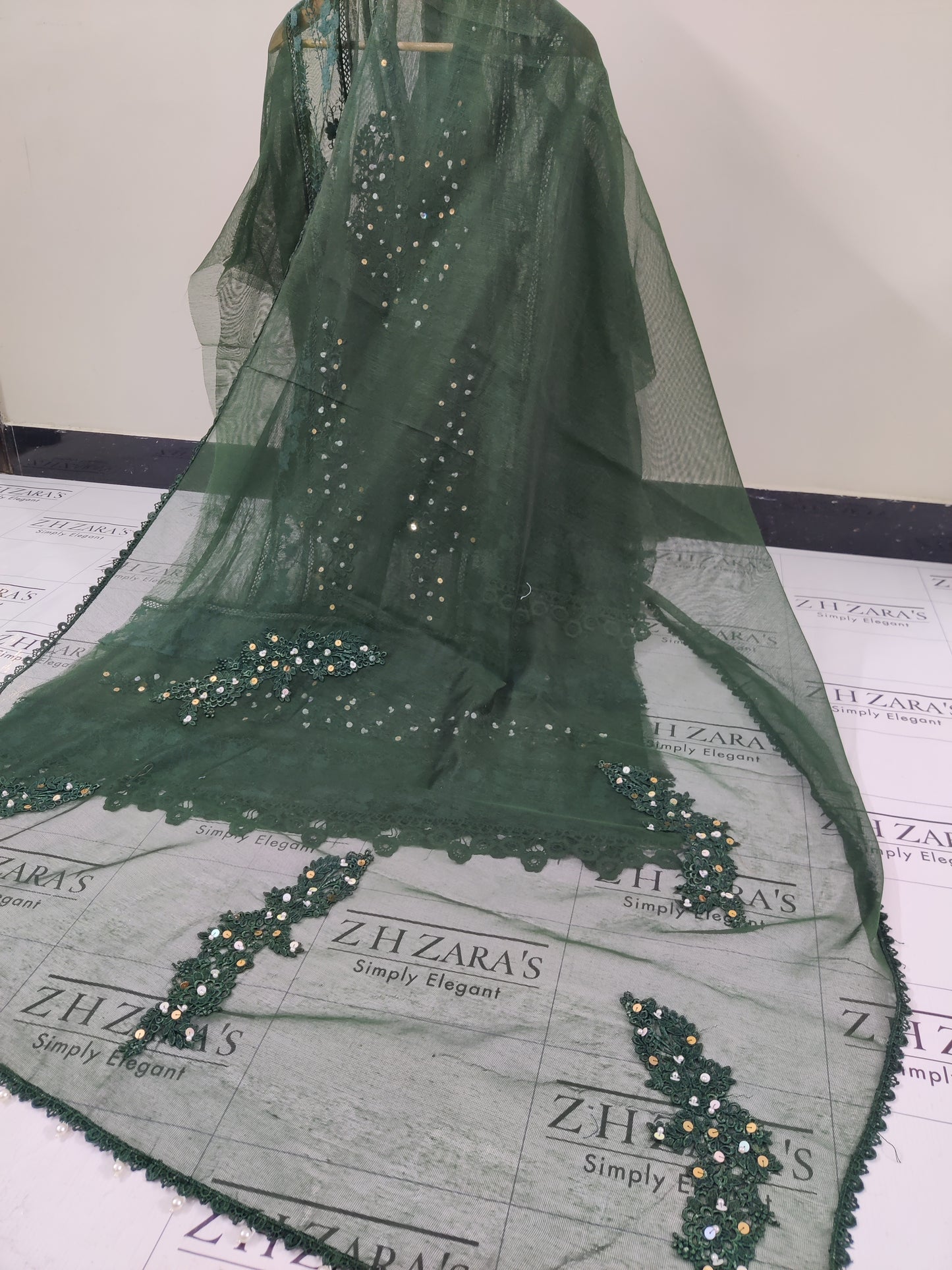 Bottle Green V2 Cutwork Handwork 2pc