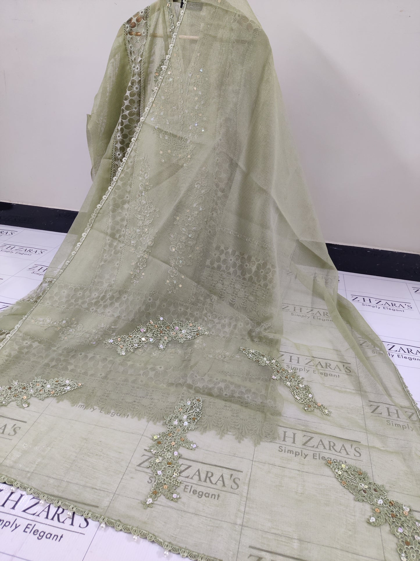 Olive Green V2 Cutwork Handwork 2pc