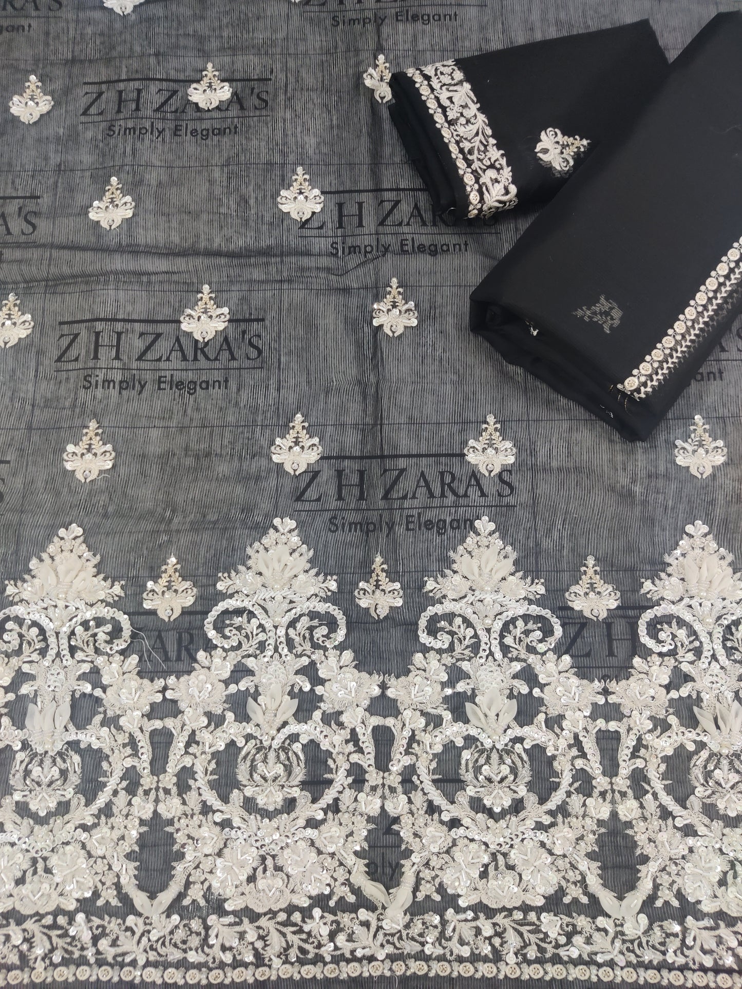 Classic Black Hand Embellished