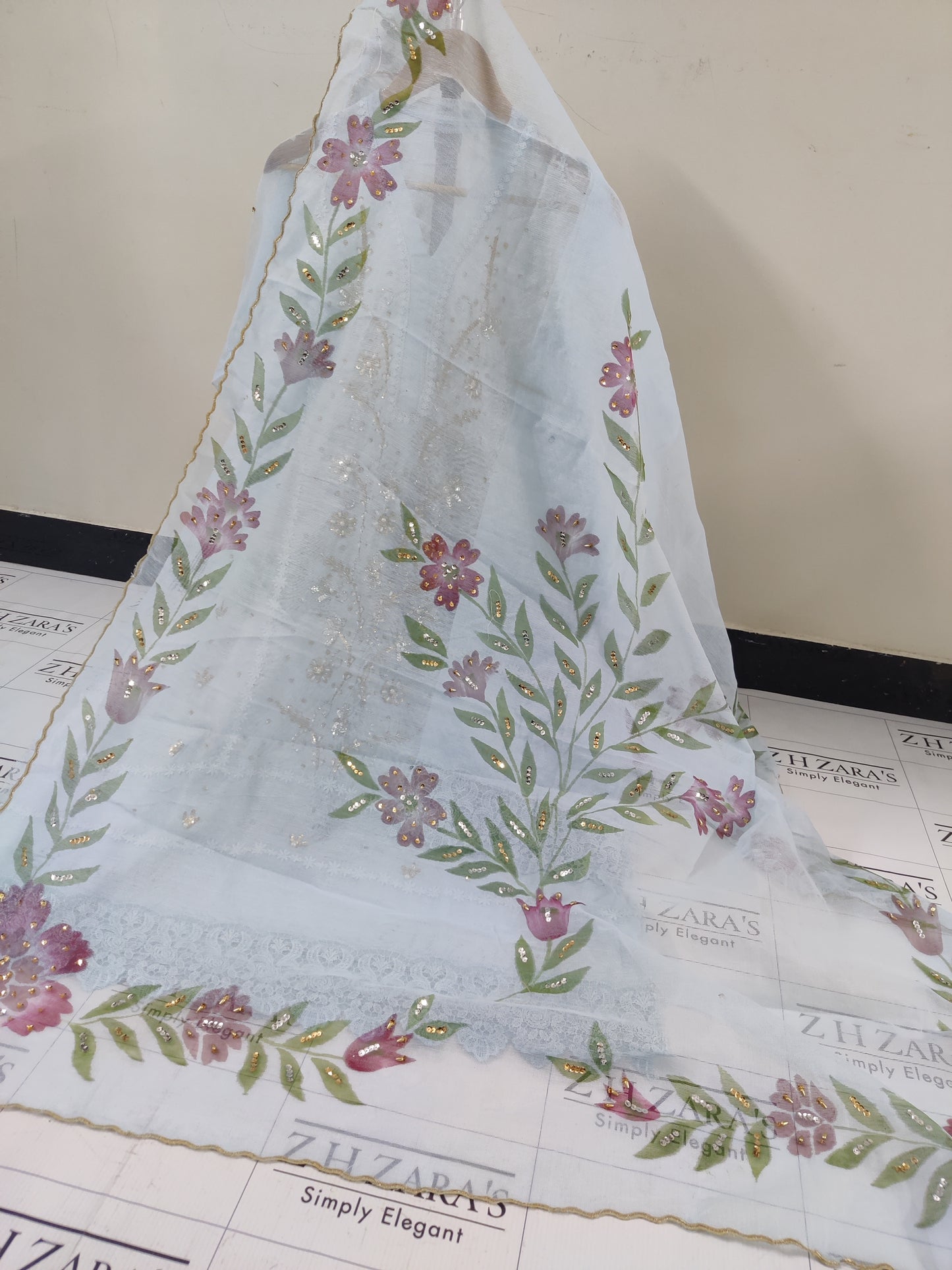 Ice Blue Brush & Beads 2pc