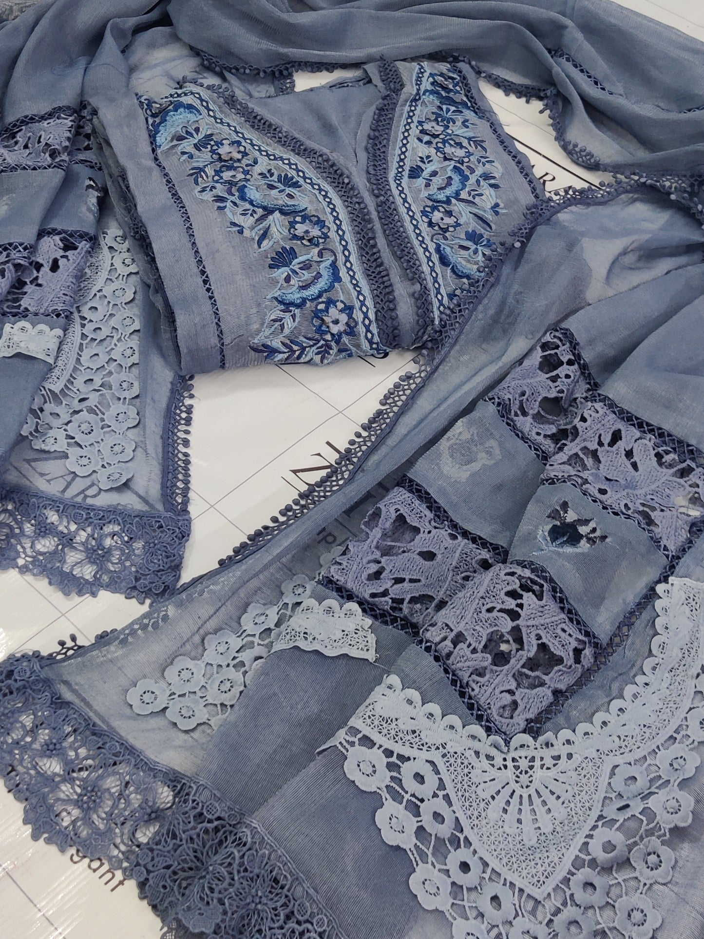 Bluish Grey Shaahi 3pc