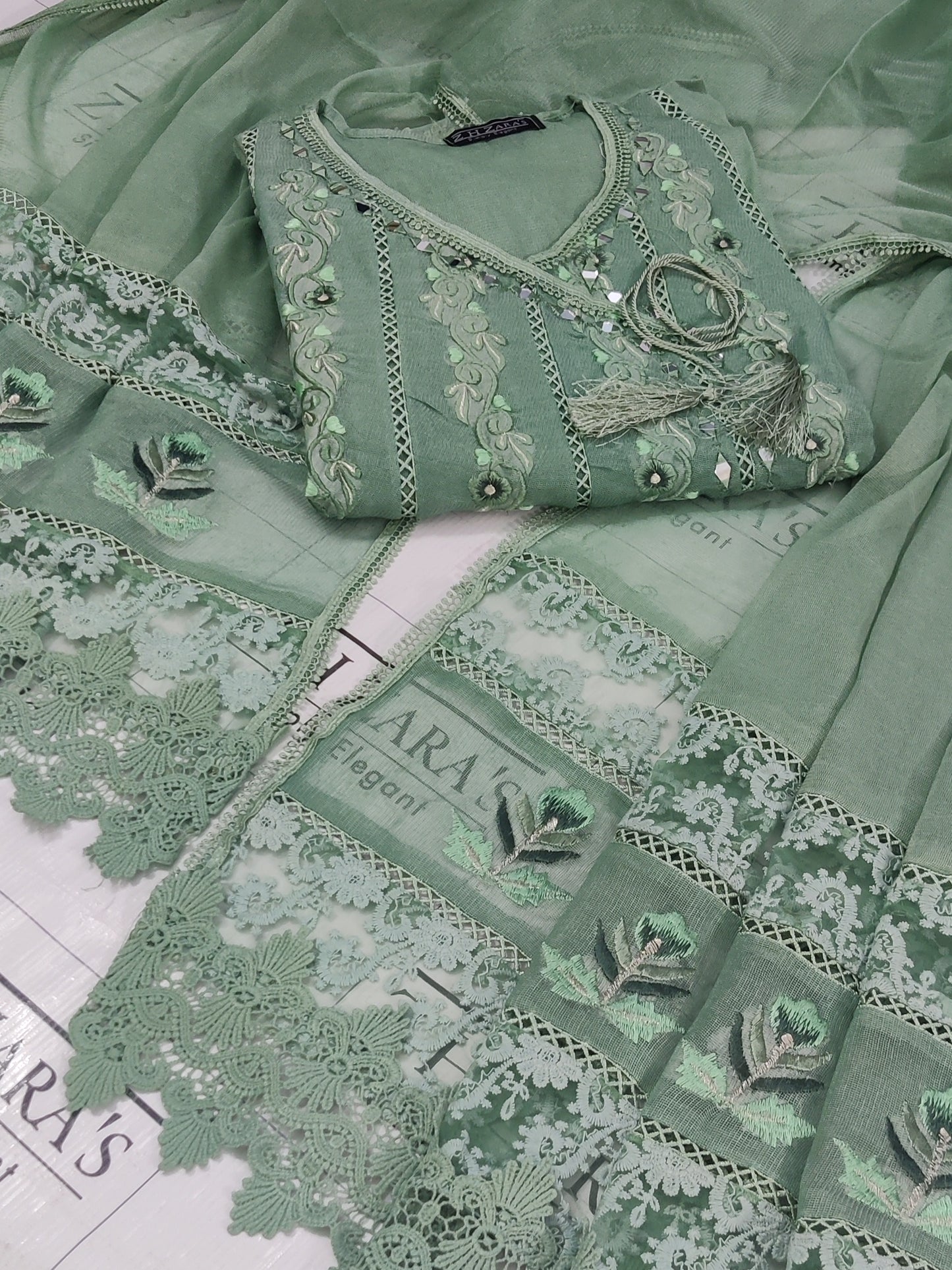 Aqua Mint Green Angrakha Pishwas