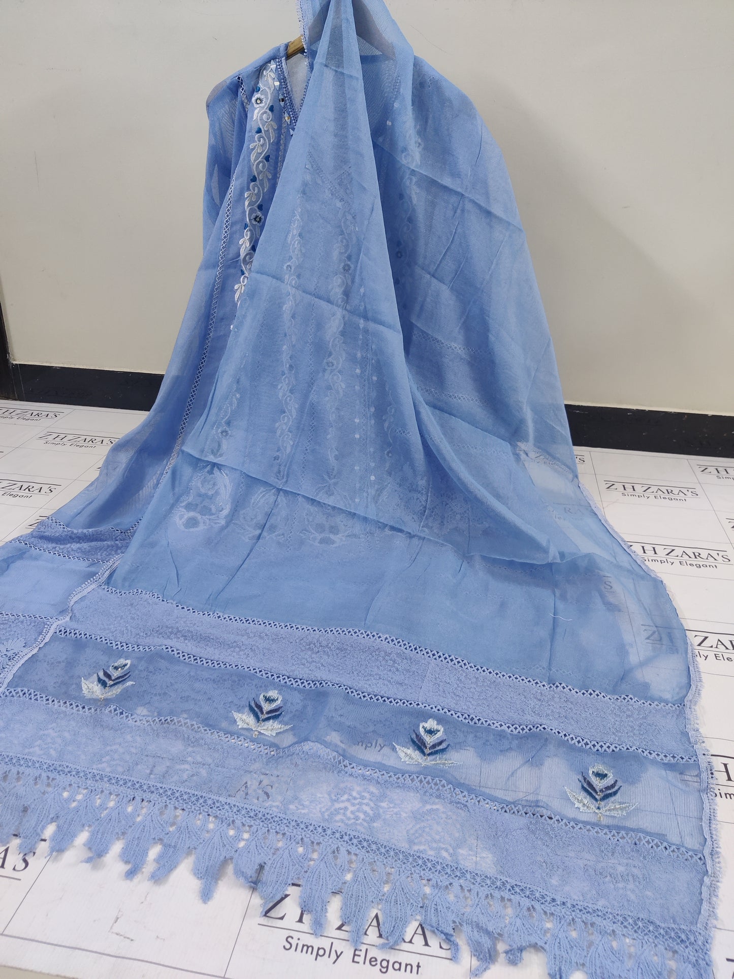 Ocean Blue Angrakha Pishwas