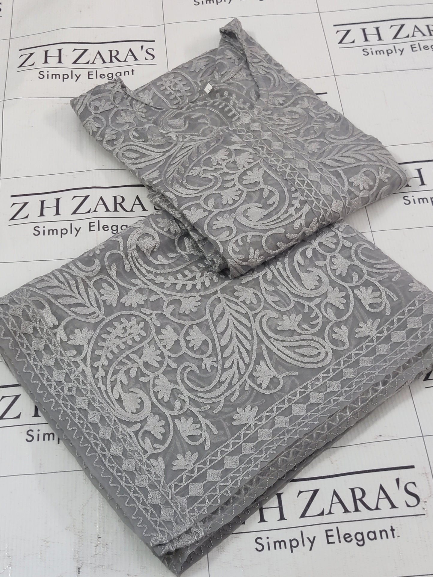 Grey Grey Jaal Stitched 2pc